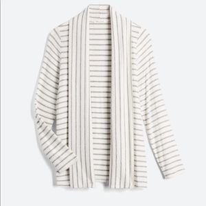 Gray & White Striped Cardigan
